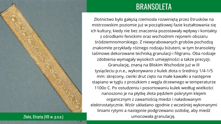 Bransoleta, Złoto, Etruria (VII w.p.n.e.)